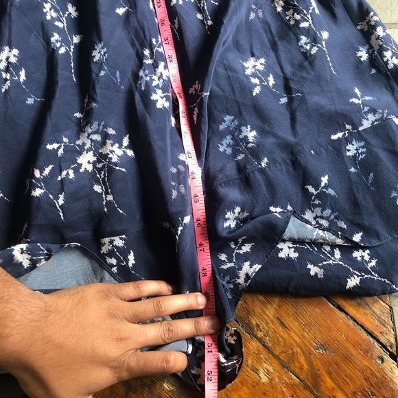 Rebecca Taylor Navy Flower MIDI Silk Tent Dress Size 2 / Small - Picture 7 of 7